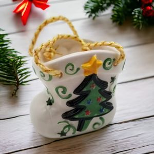 Christmas Tree Holiday Candy Boot Gift Bag Stocking Porcelain Seasonal